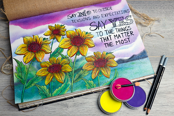 How to use Pan Pastels in an Art Journal Page to display your yearly intention