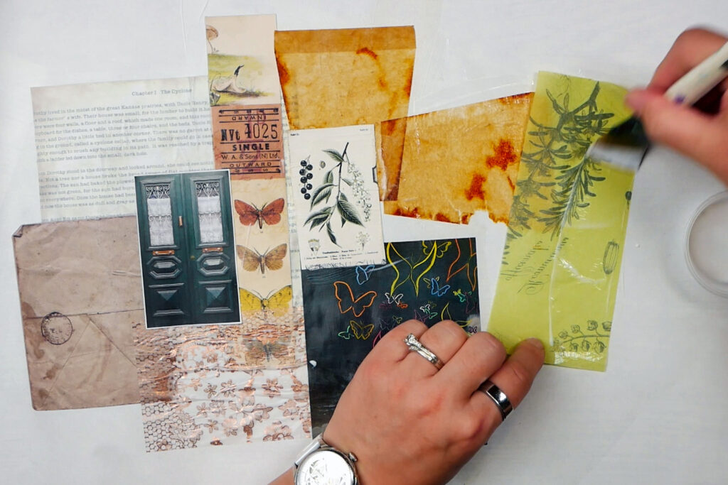 Adding in Tissue Paper layers to collage papers