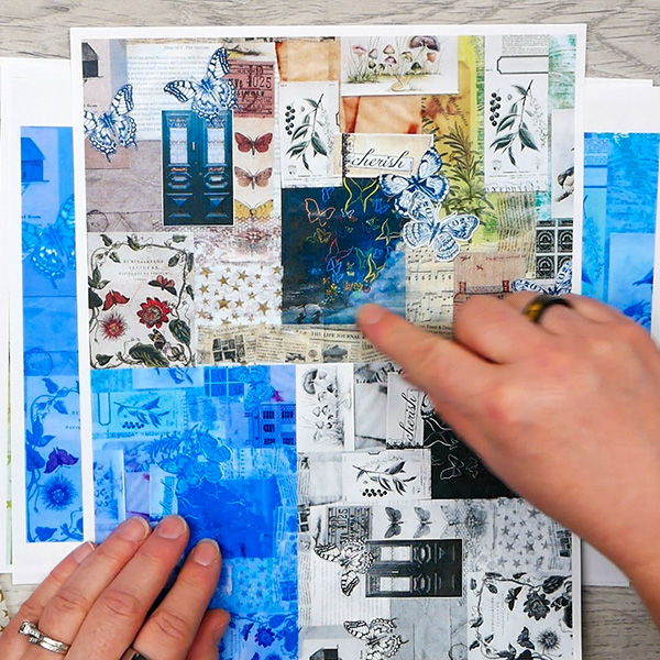 Resizing collage paper by scanning and reprinting