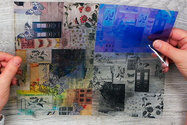 Scanning and printing collage papers on acetate